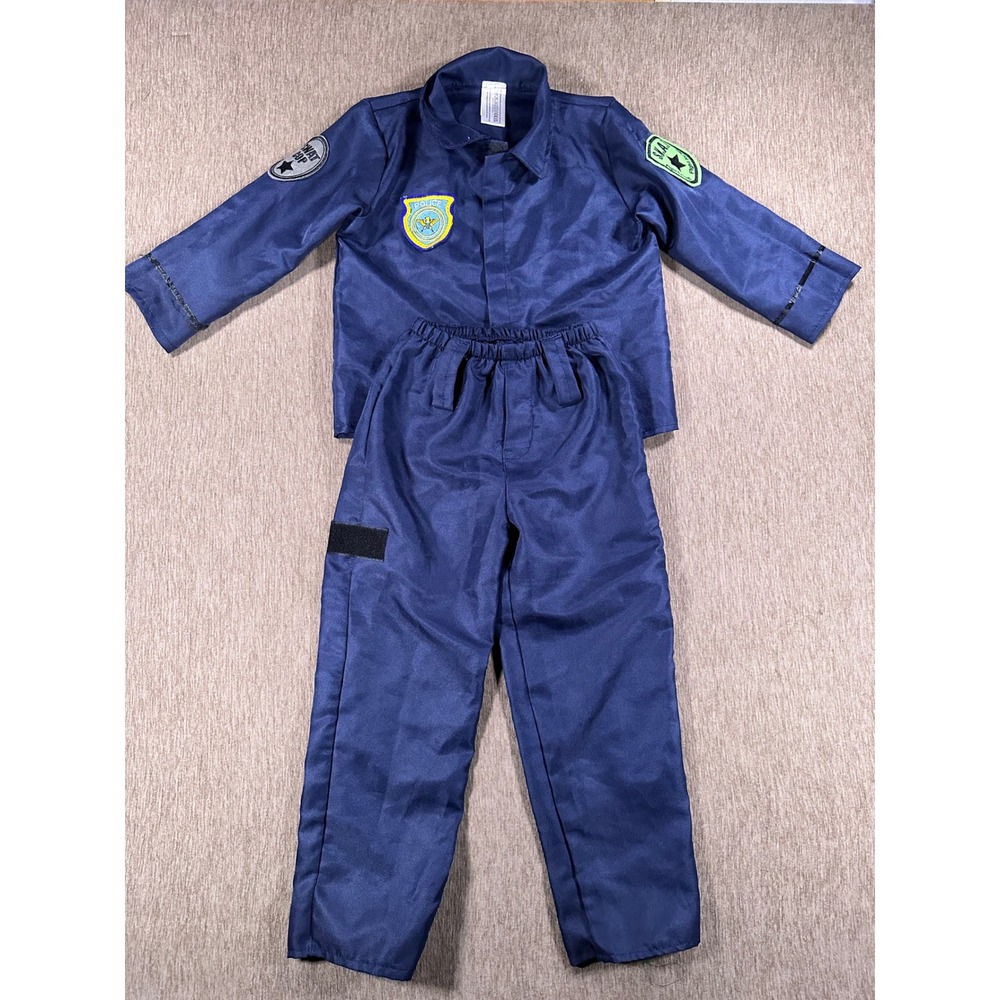Kids Police Officer Costume Set Navy Blue 2pc Shirt and Pants Dress Up Outfit